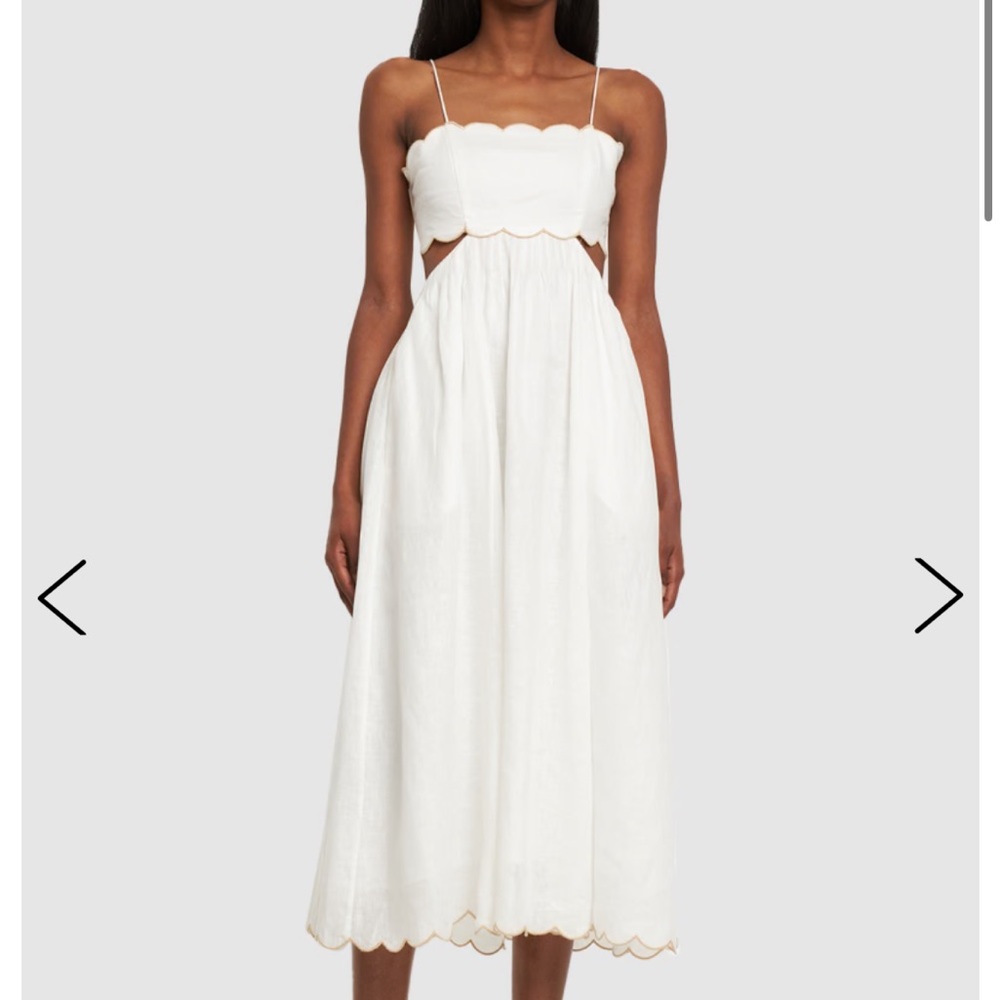NWT Zimmermann Devi Scalloped linen midi dress